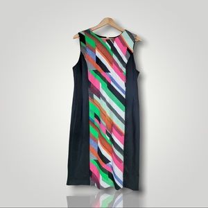 NWT Calvin Klein Black-Multi Print Block Stretch Scuba Sheath Dress size 6